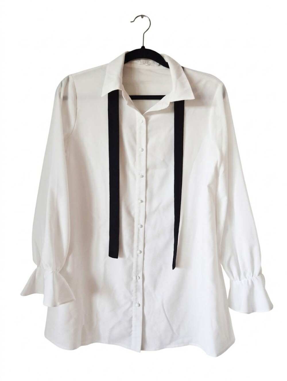 Tularosa White Button-Down Shirt Tie Front Bell Sleeves - Women's Small